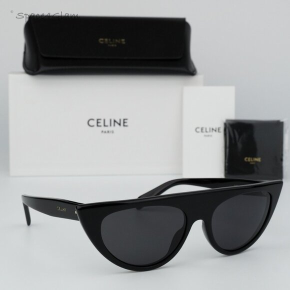 BRAND NEW Celine CL40228I 01A Shiny Black Smoke Grey Geometric Women Sunglasses - Picture 3 of 10